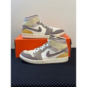 Nike Air Jordan 1 Mid SE Craft ‘Inside Out’ Shoes, Taupe Haze, Men’s Size 7.5